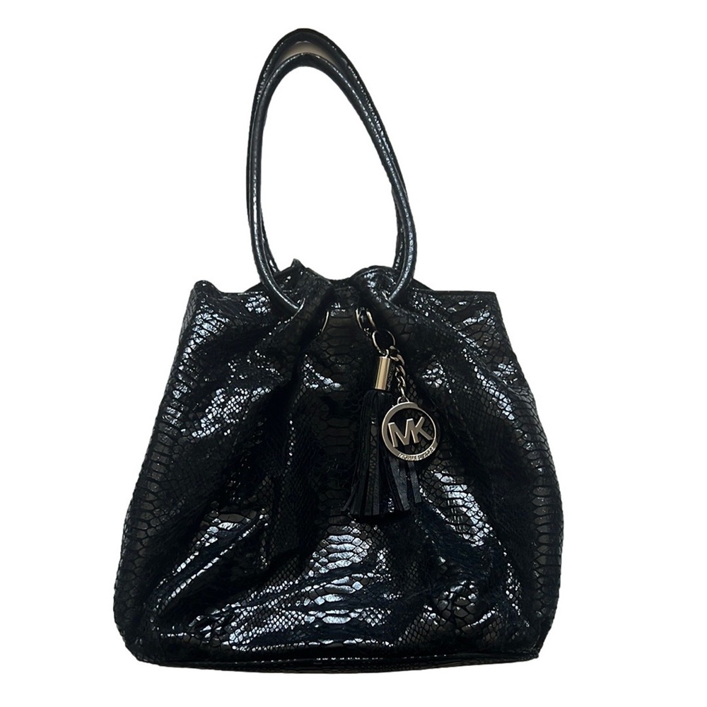 Michael Kors Black Shoulder Bag with Glossy Patent Leather